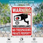 4 Pack Large Warning Security Cameras in Use Metal Sign for House Business
