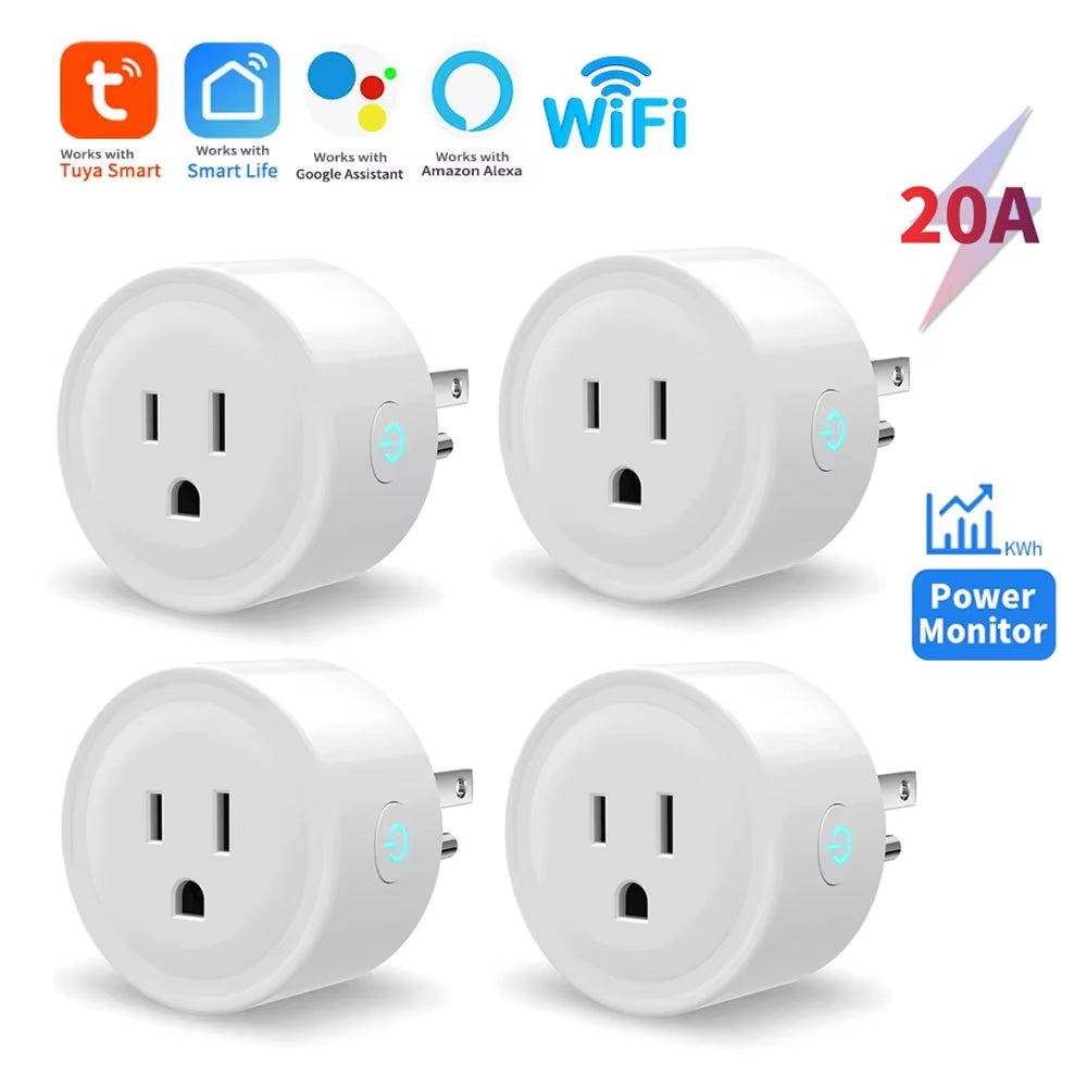 Tuya Smart Plug Wifi Socket 20A with Power Monitoring US Canada Mexico Peru Japan Timing Voice Control Support Alexa Google Home